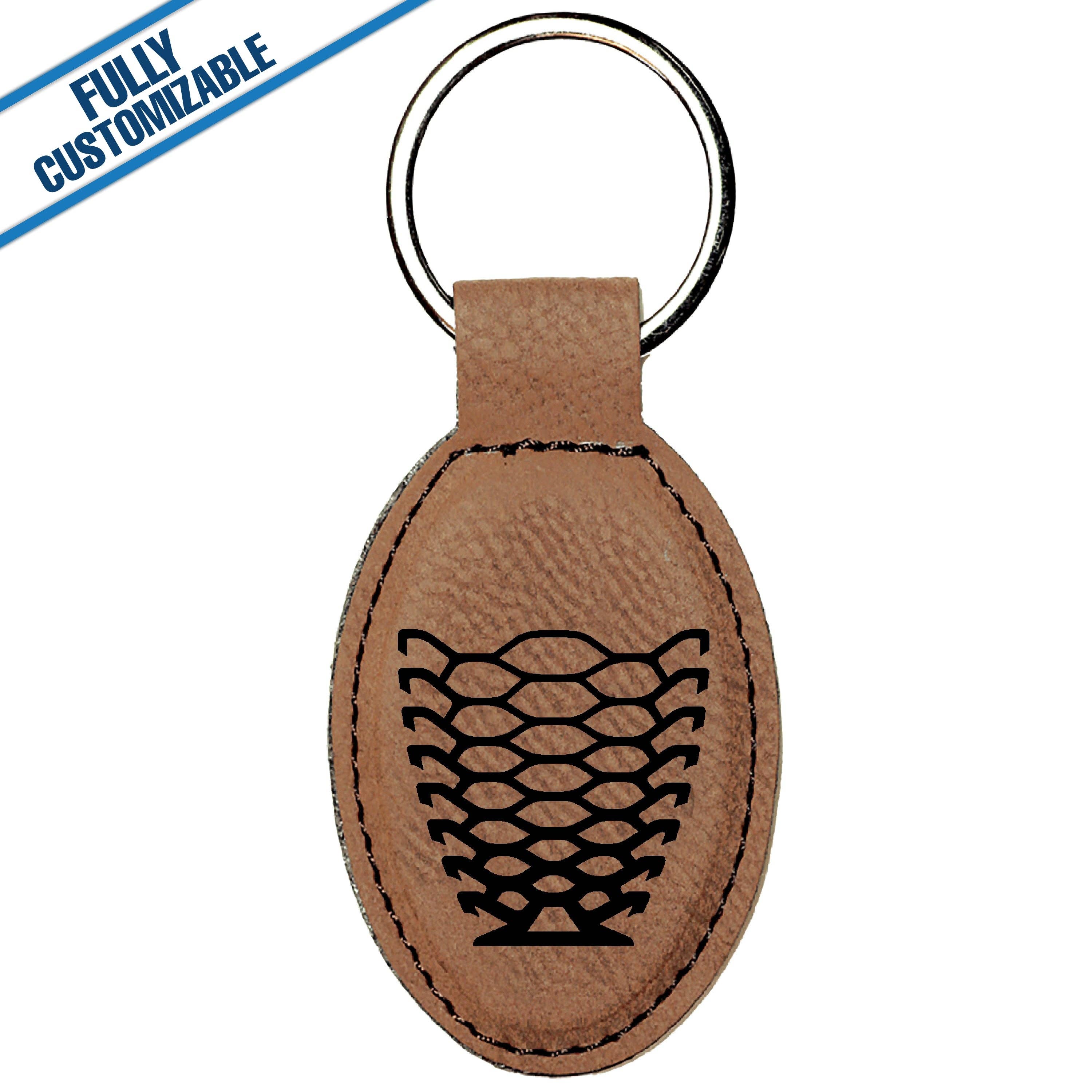 GiftWorksPlus - Wholesale Keychain - Unisex - Engraved Leatherette Oval Keychain - Fully Customizable3