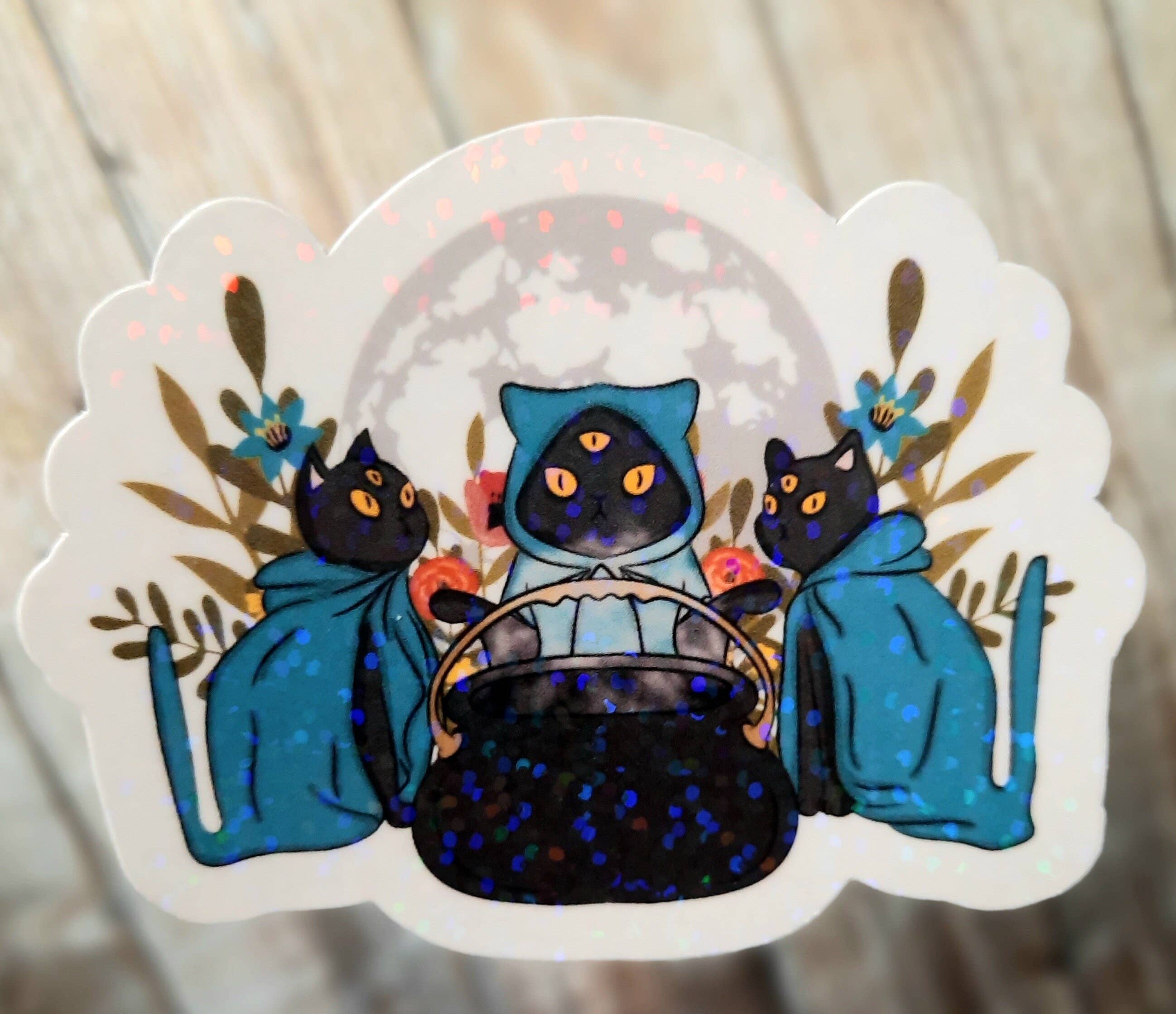 Unsupervised Art – wholesale Sticker – Black Cat Coven Sticker, Witchy Gift For Cat Lover1