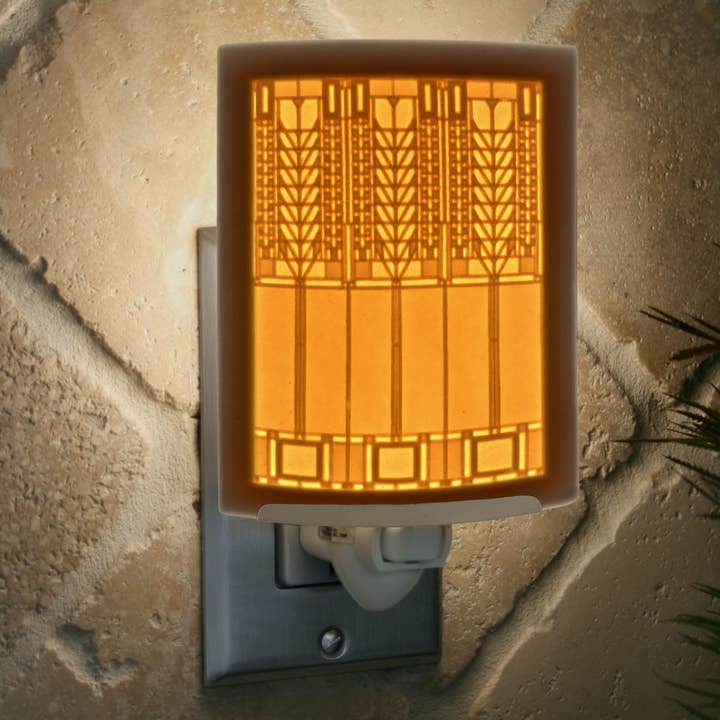 Art Deco-Mission/Prairie Porcelain Lithophane Night Light for wholesale by The Porcelain Garden Inc.