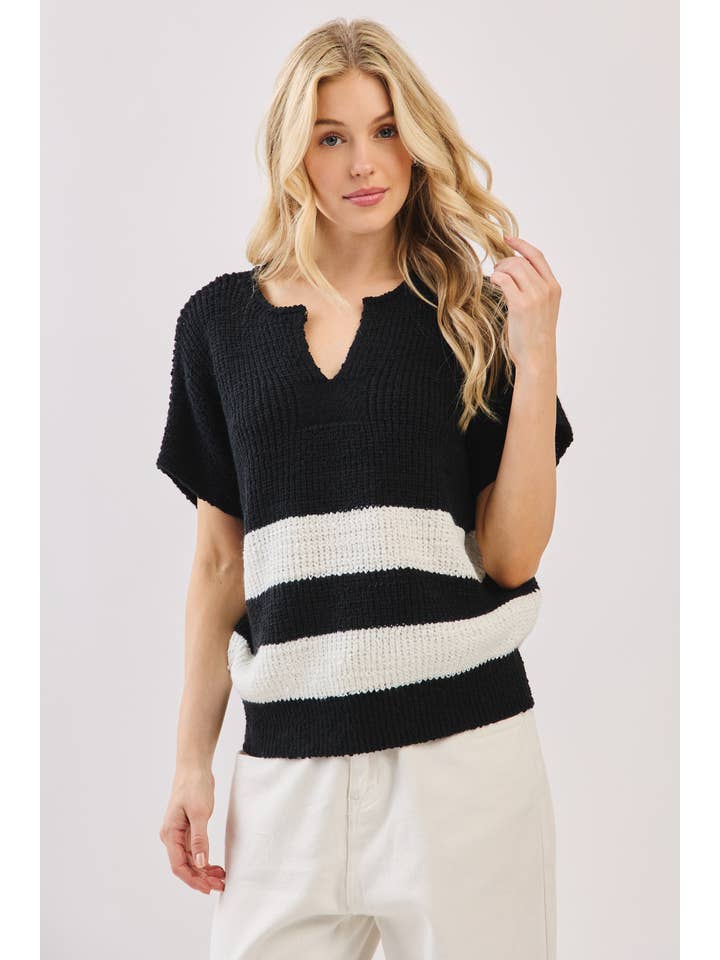 Sewn and Seen - Wholesale Knit Sweater - Women's - Stripe Knit Sleeveless Sweater18