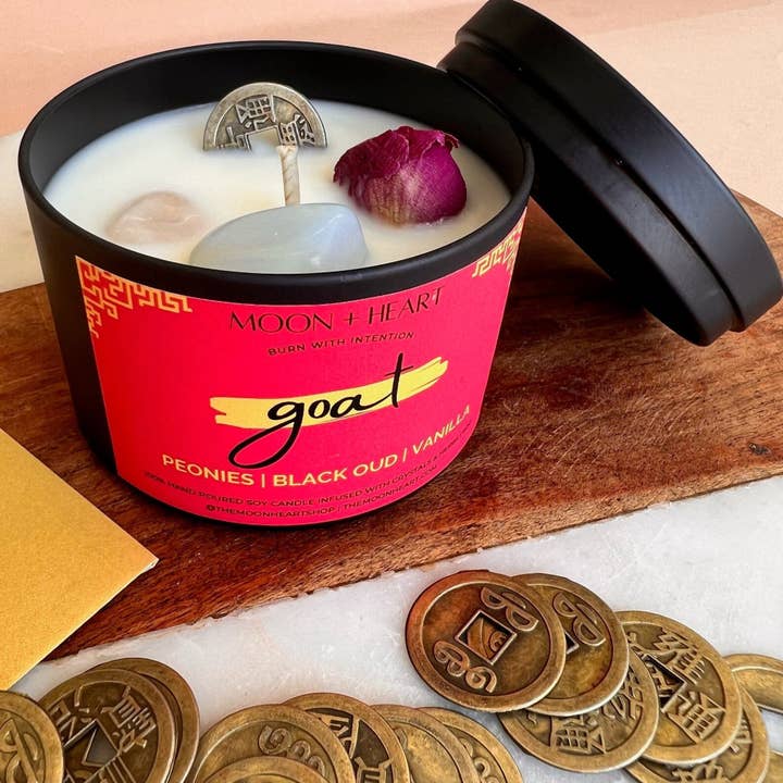GOAT Chinese ZODIAC | Intention Candles | Chinese astrology candle | Manifestation Candle | Animal Zodiac candle for wholesale by The Moon+Heart