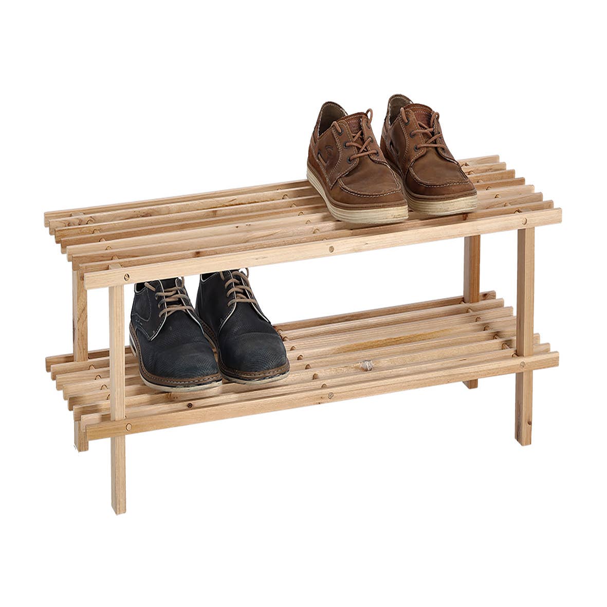 nature Shoe rack M. 2 shelves, pine for wholesale on Faire1