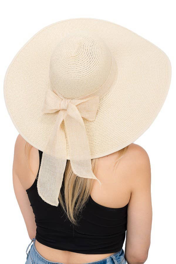 Cap Zone - Wholesale Straw Hat - Women's - Burlap Bow Straw Floppy Sun Hat11