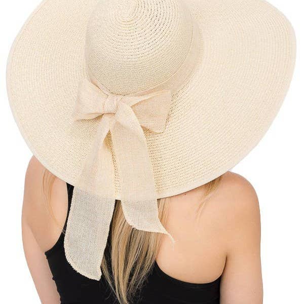 Cap Zone - Wholesale Straw Hat - Women's - Burlap Bow Straw Floppy Sun Hat11