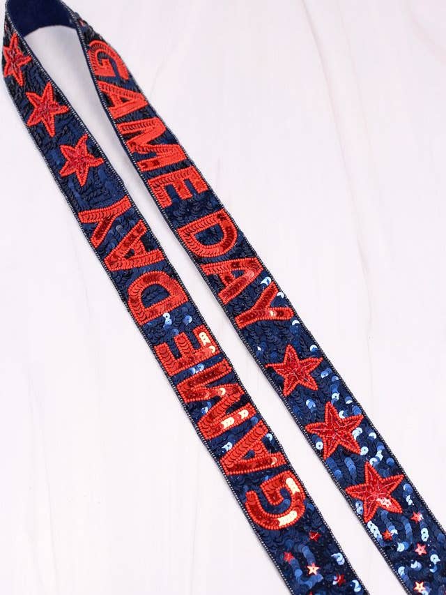 Game Day Star Sequin Strap NAVY RED for wholesale by Caroline Hill
