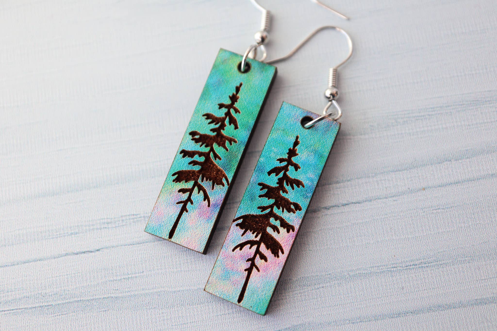 Nine Mile Creative - Wholesale Dangle Earrings - Aurora Pine Forest Wood Dangle Earrings Pendant3