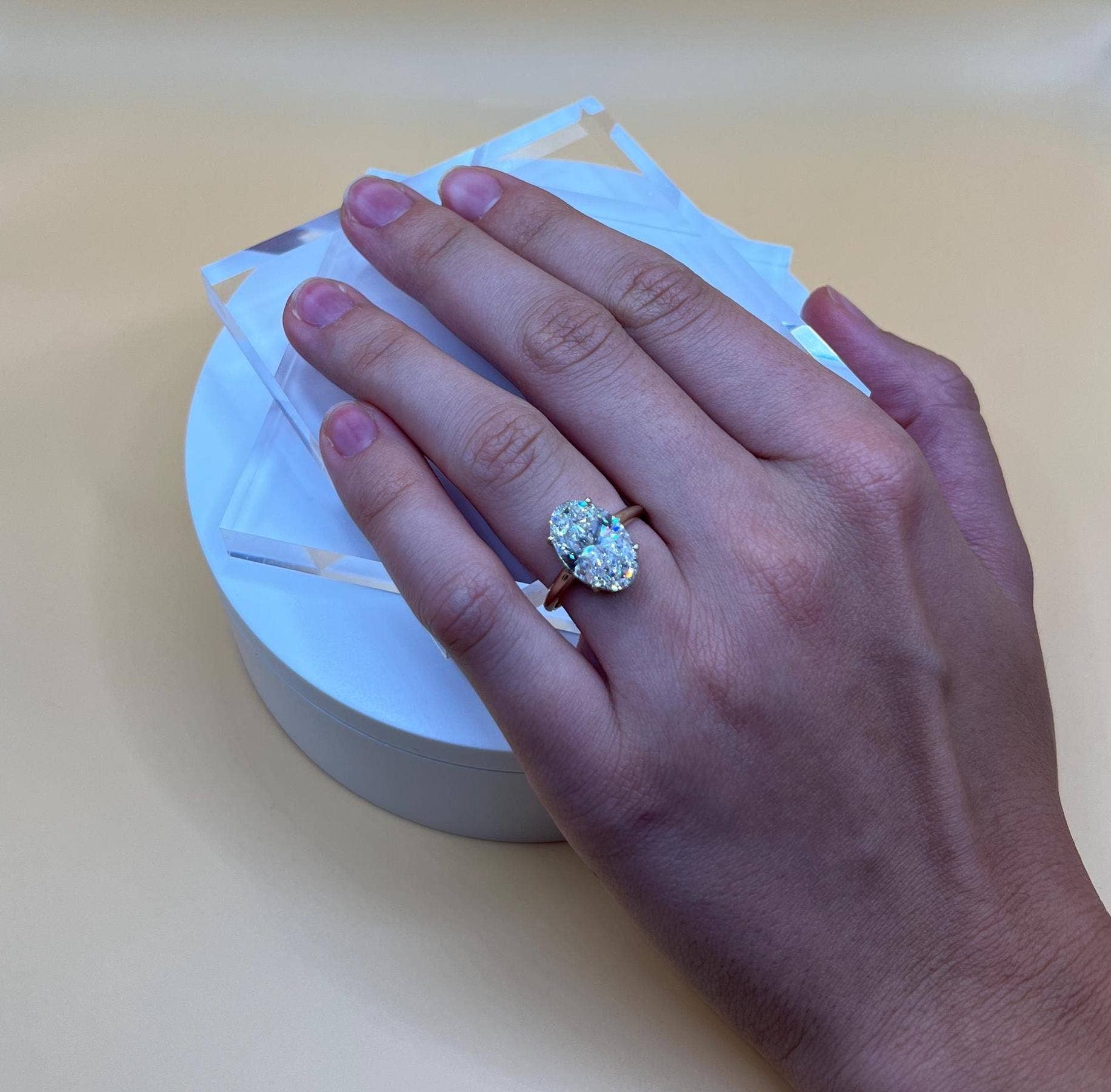 Elegant Jewels LLC - Wholesale Engagement Ring - 5 CT Oval Lab Grown Diamond 14K Gold Solitaire Ring6