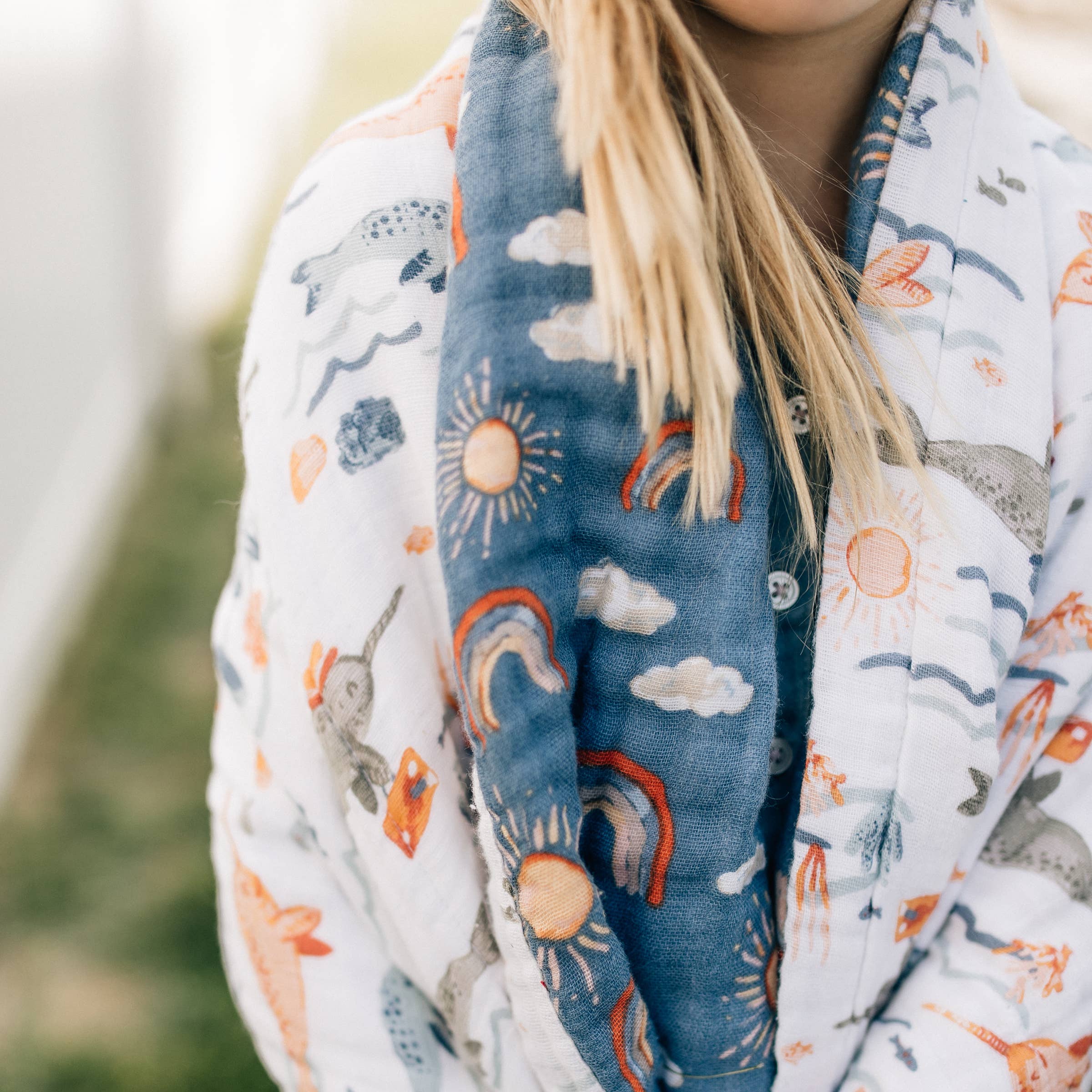 Bebe au Lait – wholesale Filtar – Barn och baby – Bebe au Lait Narwhal + Sunshine muslintäcke i klassisk supermjukt tyg4