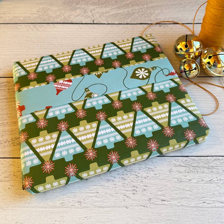 Slow Notes - Wholesale Flat Wrap - Scandinavian Vintage Trees Double-Sided Wrapping Paper1
