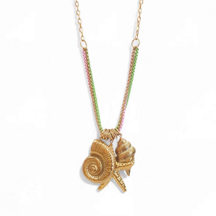 Hippolyte – Collar de múltiples cadenas y colgantes marinos dorados para venta al por mayor de matins parisiens