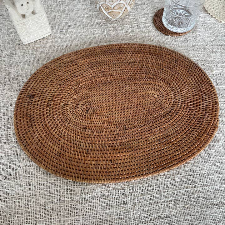Joglo living - Wholesale Placemat - Rattan placemats Oval shape1