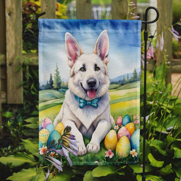 Caroline's Treasures - Wholesale Flag - White German Shepherd Easter Egg Hunt Garden Flag DAC50430