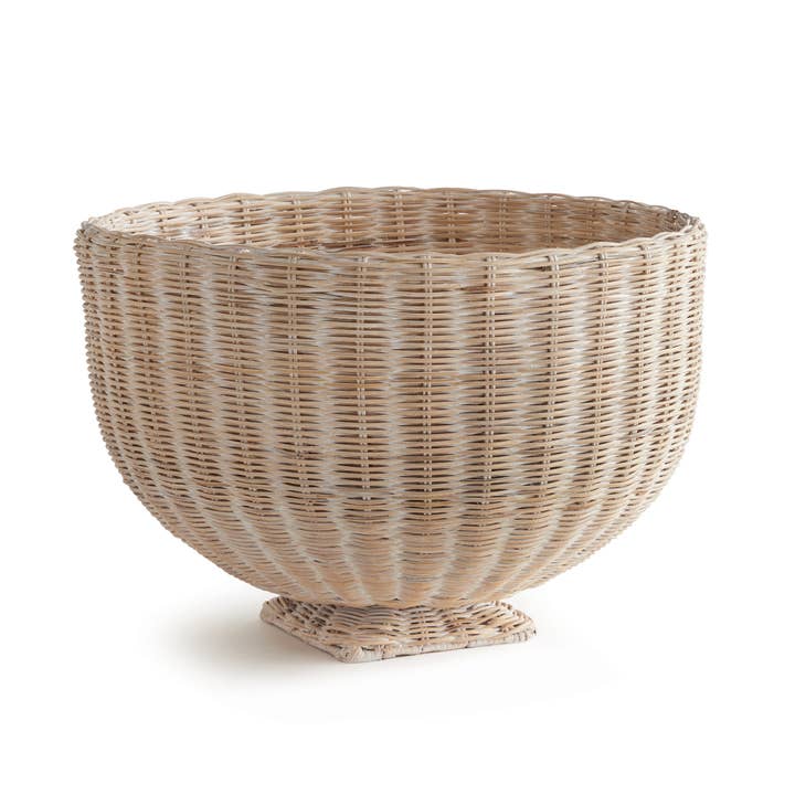 Charleston Rattan Footed Bowl, White for wholesale by Napa Home & Garden