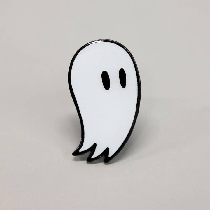 Glow in the Dark Ghost Enamel Pin | Fred The Ghost for wholesale by Hi, Hello There