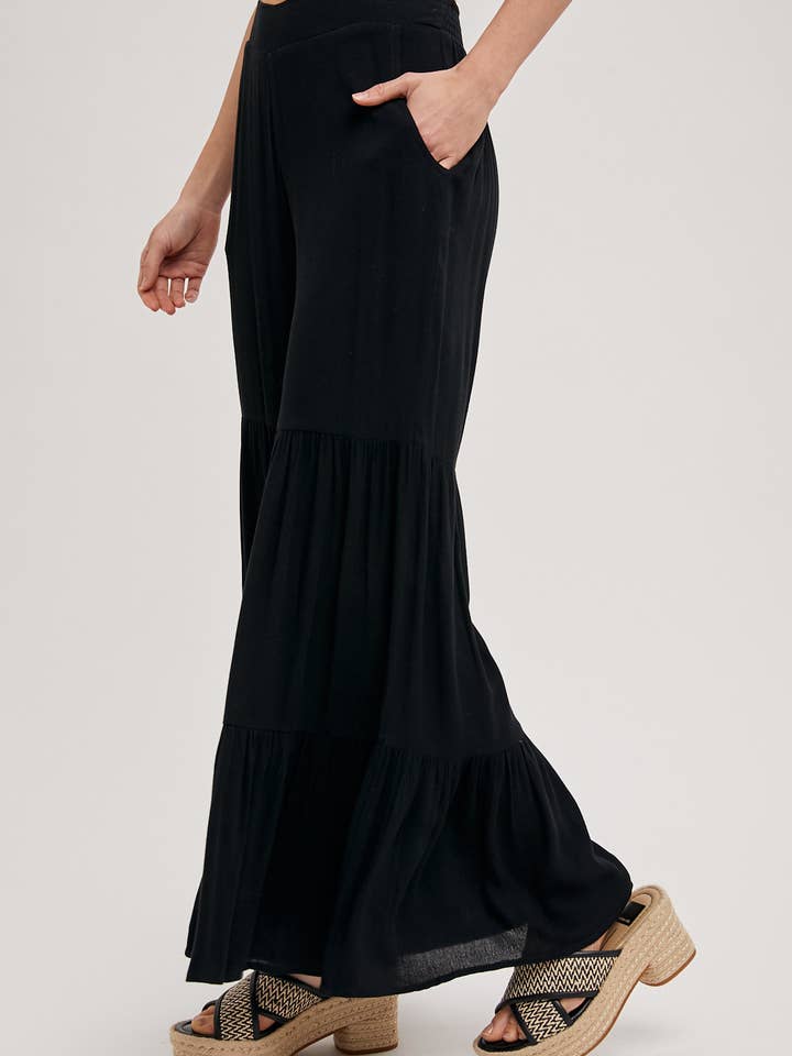 Bluivy - Vente Pantalon – femme - Pantalon ample à volants sans doublure4