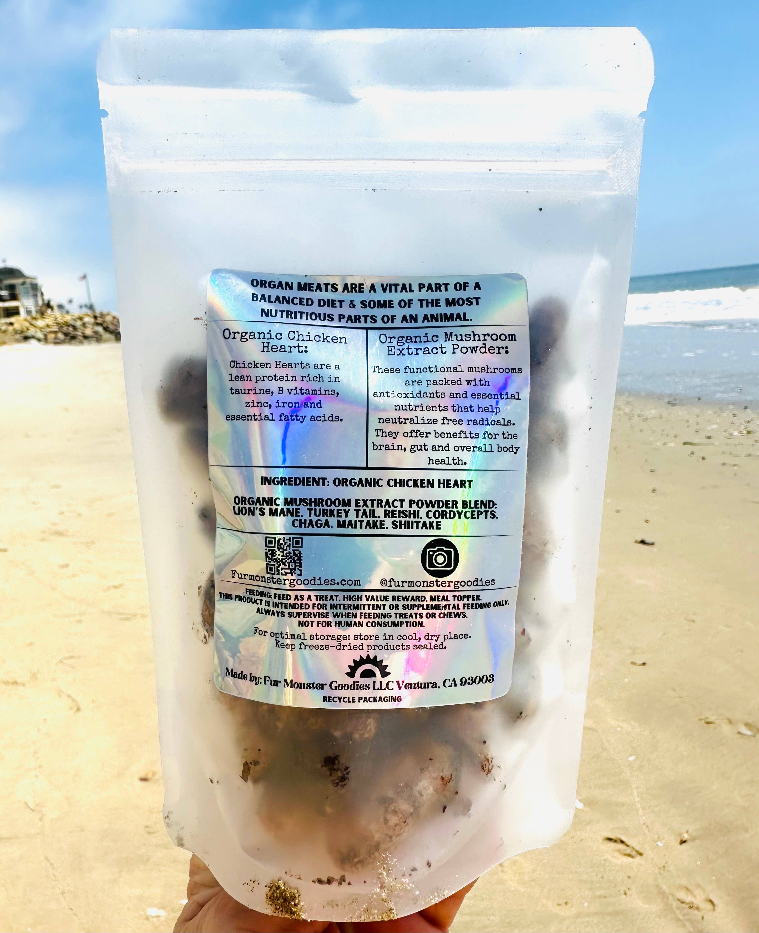 Fur Monster Goodies LLC - Wholesale Pet Treats - Dog - Freeze-Dried Organ: Chicken Heart & Functional Mushrooms2