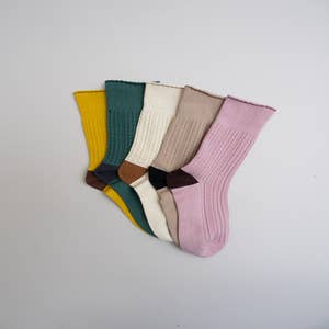 Women's Navy/Brown/Tan Original Crew Non-Slip Socks - 3 pairs - Gripjoy  Socks