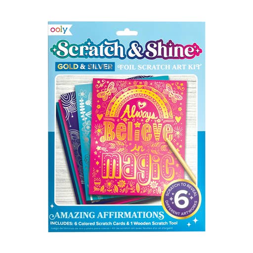 Scratch & Shine: Kit de Arte de Raspado con Lámina - Afirmaciones Asombrosas para venta al por mayor de OOLY