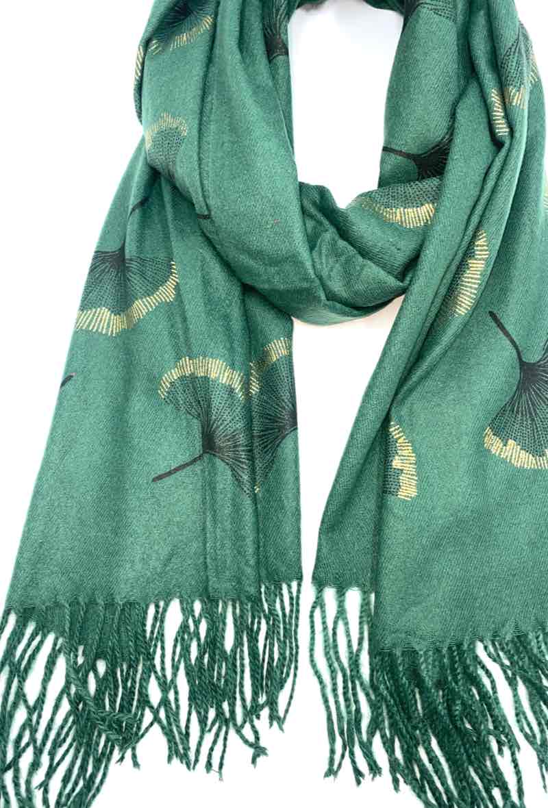 LINETA - Wholesale Scarf - Women's - Gingko Leaf Pattern Soft Scarf21