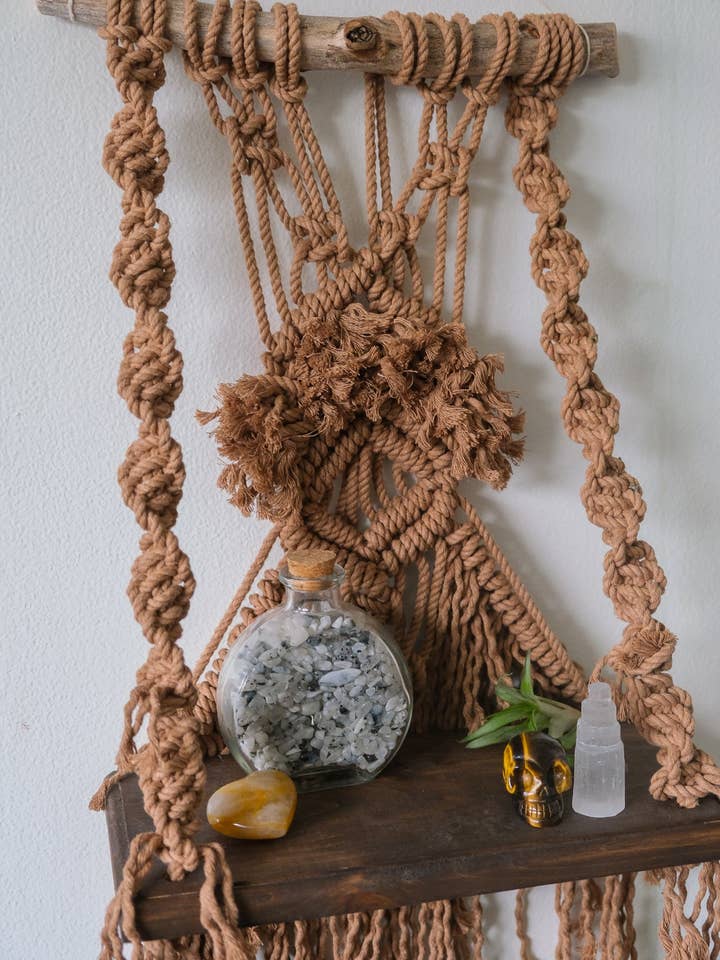 Beige Bohemian Macramé Hanging Shelf for wholesale by MercuryX Shop