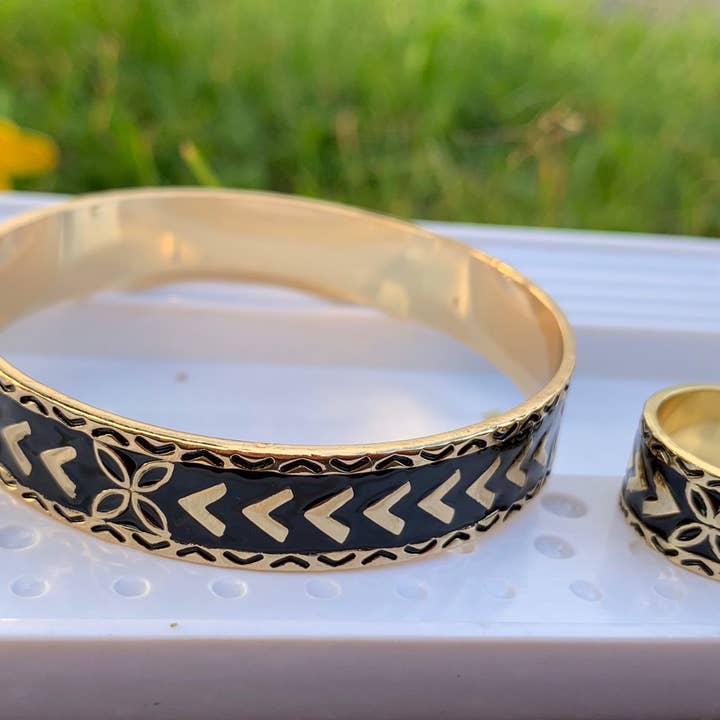 Anela's Jewelry - Wholesale Band/Stacked Ring - 12MM Black Enamel polynesian Ring1