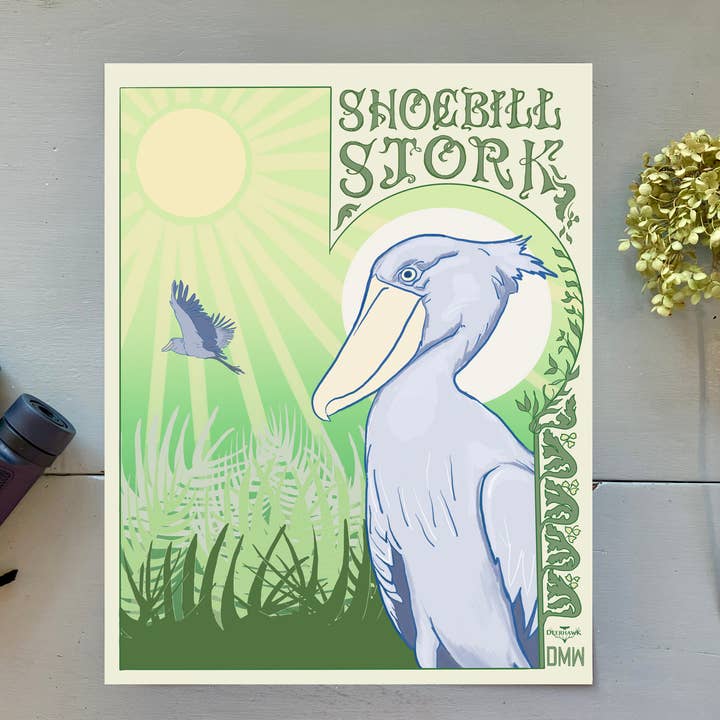 Art Nouveau Shoebill for wholesale by Deerhawk Art Studio