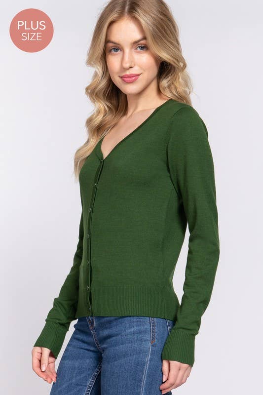 Active Basic | Active USA - Vendita all'ingrosso Cardigan - Donna - [TAGLIA FORTE] Cardigan Maglione con Scollo a V e Bottoni a Maniche Lunghe6