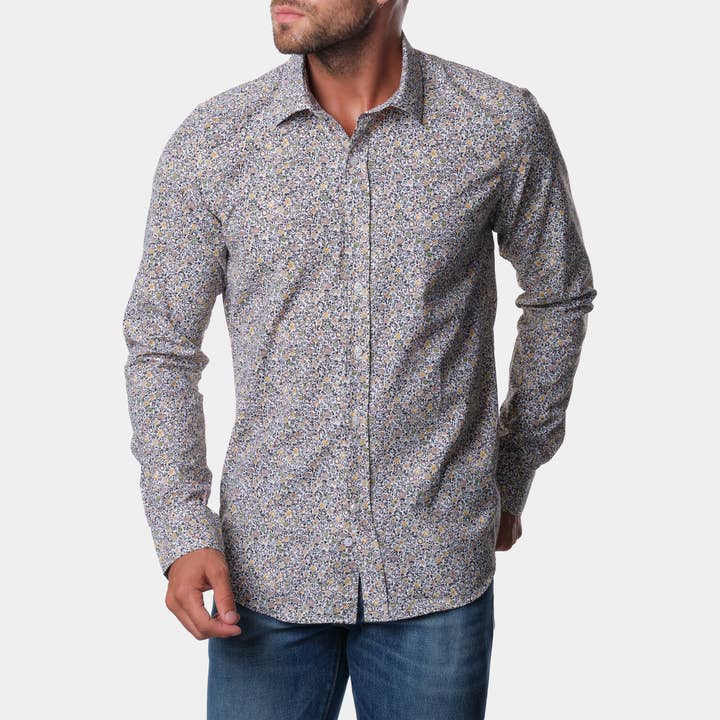 Chemise manches longues à imprimés jaune homme pour la vente par HOPENLIFE