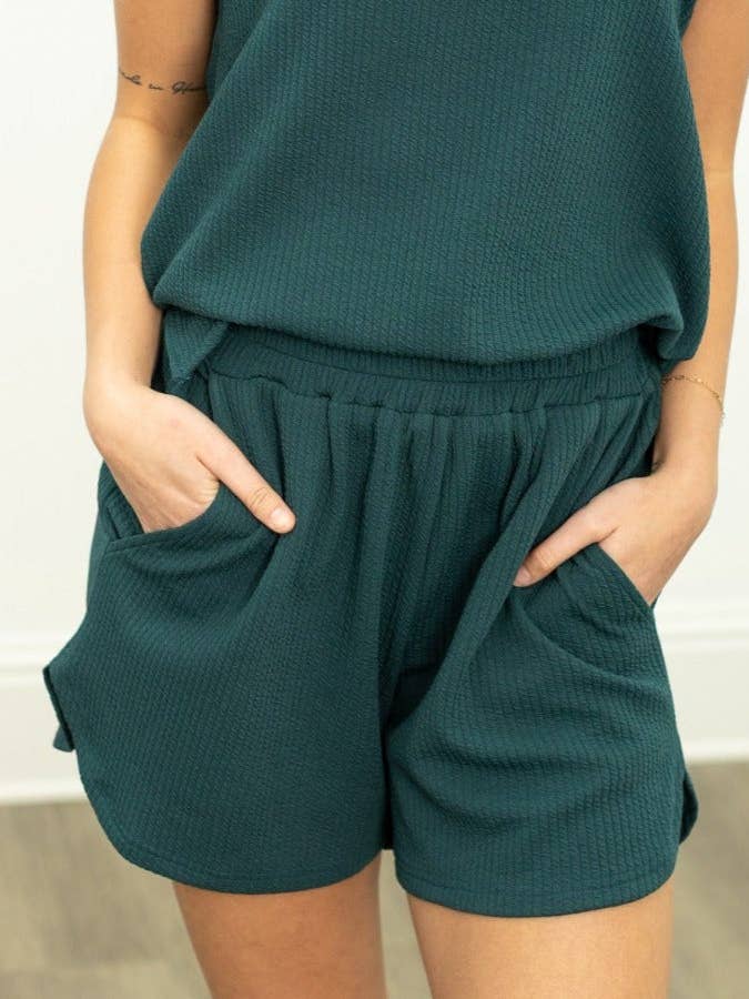 Forest Green Knit Shorts for wholesale by GRACE+EMMA by Southern Grace