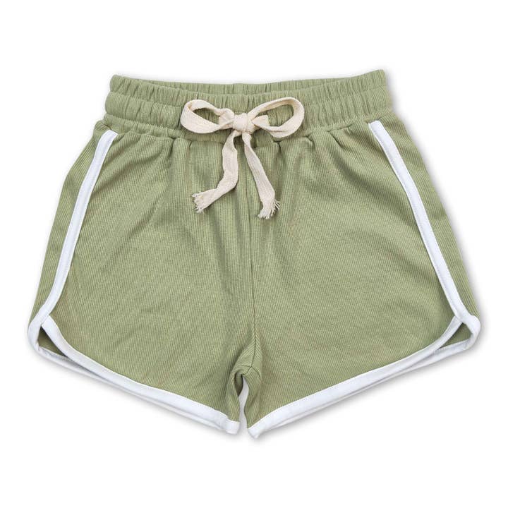 Olive cotton kids girls summer shorts for wholesale by Yawoo Garments