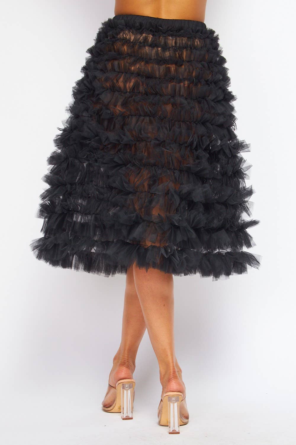 Hot & Delicious – Saia - Mulher por atacado – Saia de círculo midi em camadas de tule transparente para senhoras (HDS30139)3