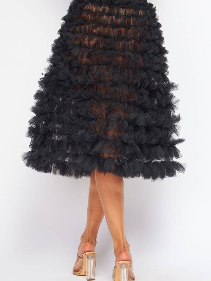 Hot & Delicious – wholesale Skirt – Women’s – Ladylike Sheer Tulle Tiered Midi Circle Skirt (HDS30139)3