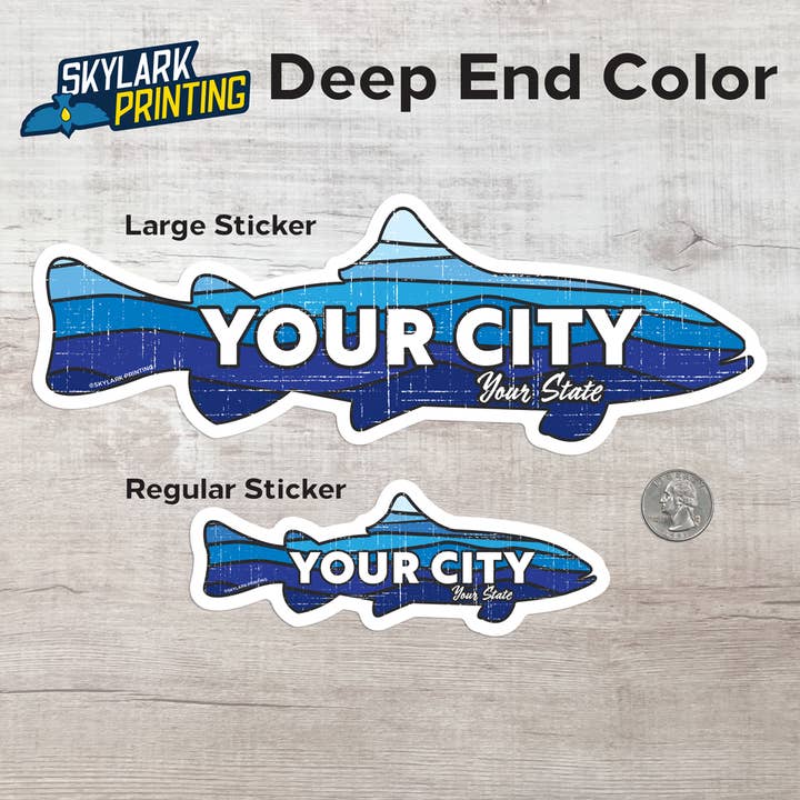 Skylark Printing - Wholesale Sticker - Custom Trout Souvenir Fish Sticker with Your Text1