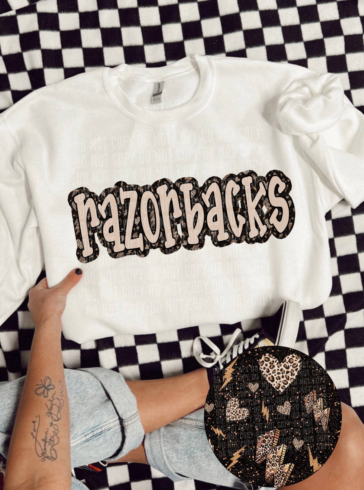 K and M Designs - Wholesale Sublimation Transfer - Razorbacks Heart Bolt Mascot DTF Transfer0