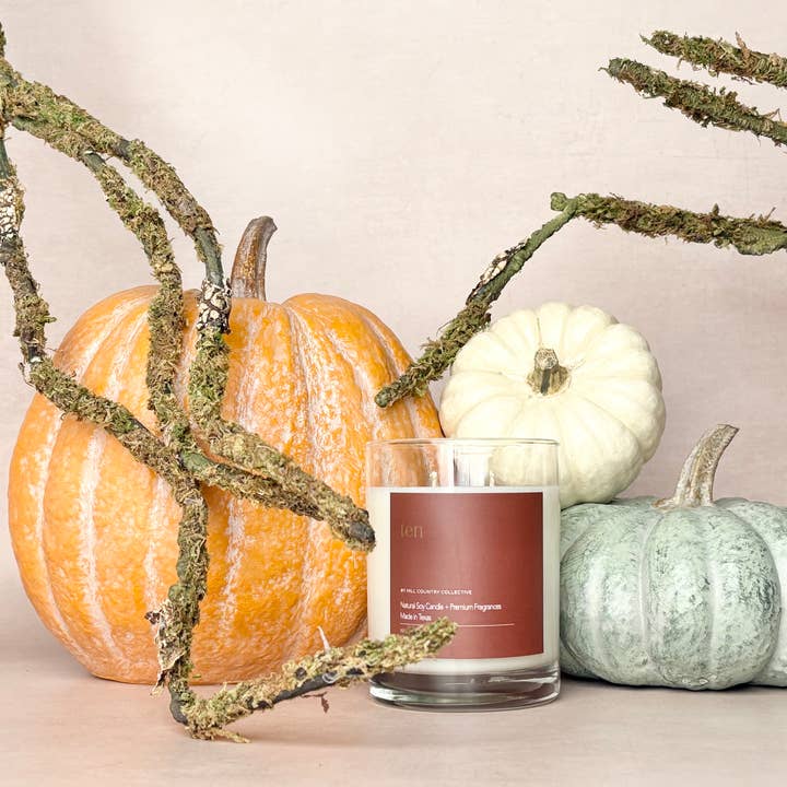 Ten | Fall + Pumpkin | Elevated Soy Candle, 11oz for wholesale by Hill Country Collective