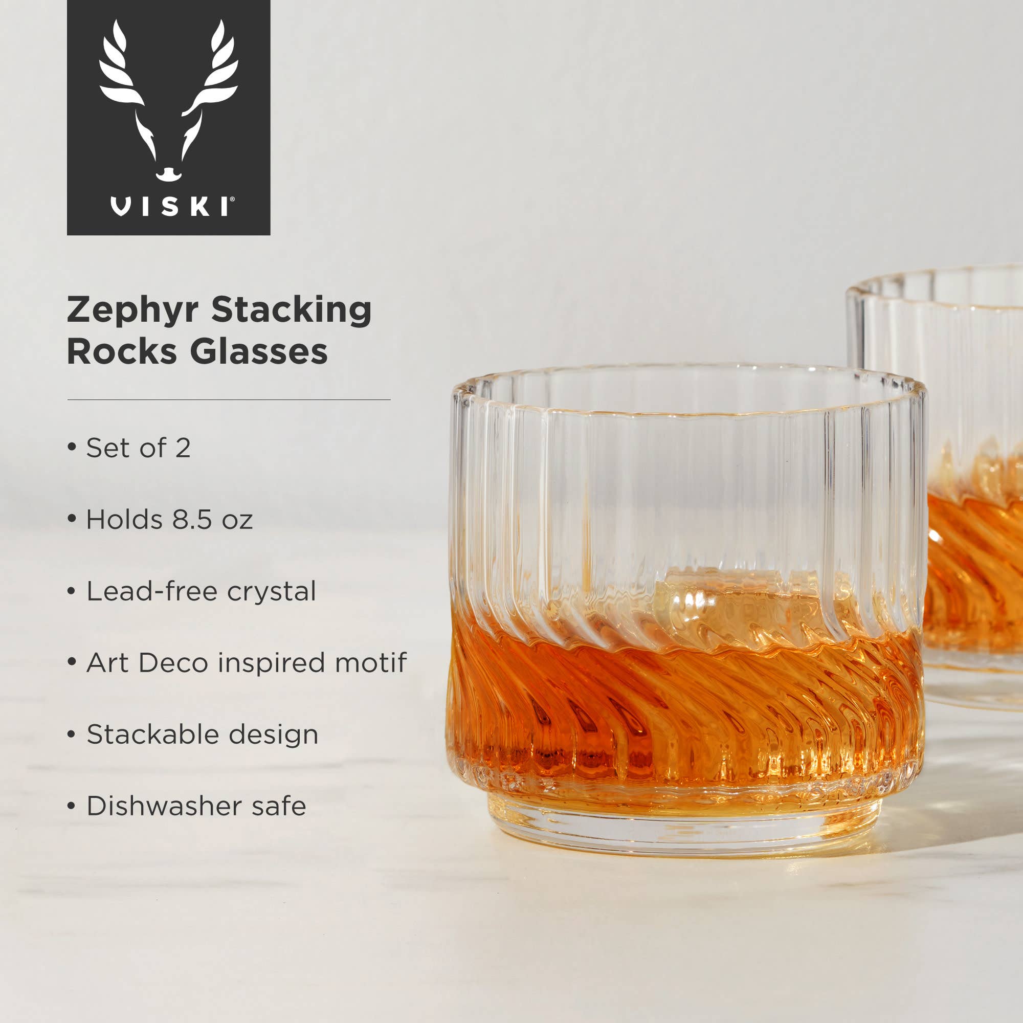 Viski - Wholesale Cocktail/Liquor Glass - Zephyr Crystal Lowball Tumblers Set of 25
