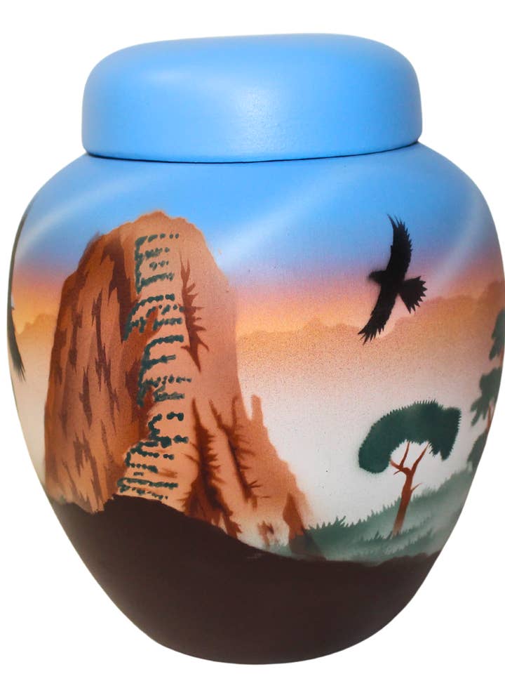AL090 Angels Landing 6 1/2 x 7 1/2 Jar w/Lid for wholesale by Cedar Mesa Pottery