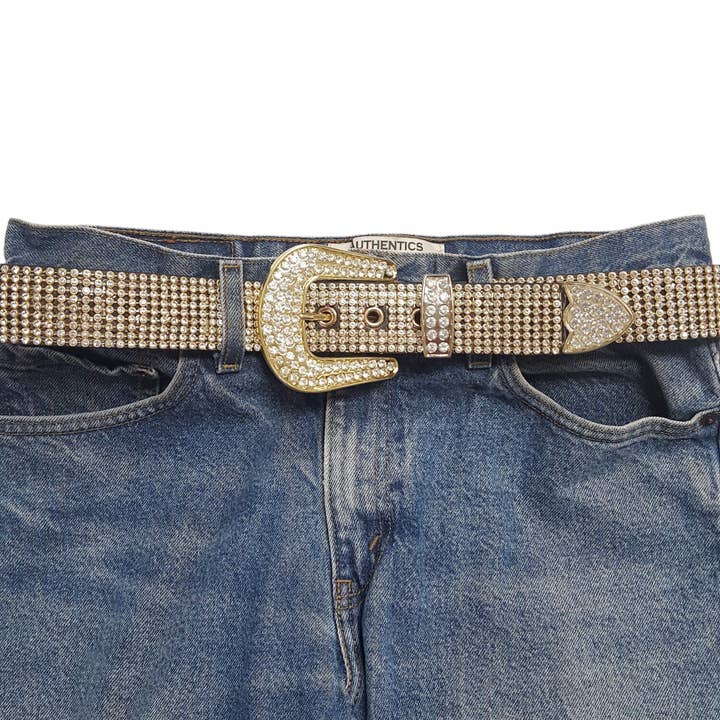 Axesoria West - Wholesale Belt - Women's - Special Price : Gold Western Rhinestone belt
