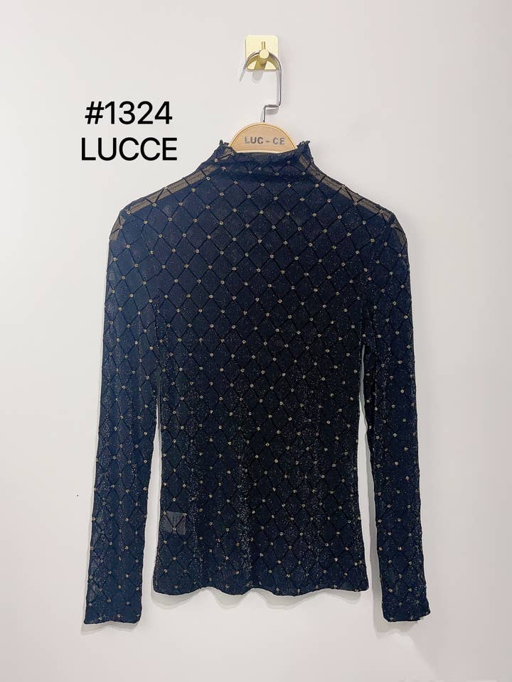 LUCCE - Wholesale Top - Maternity - Transparent, checkered turtleneck. - 1324
