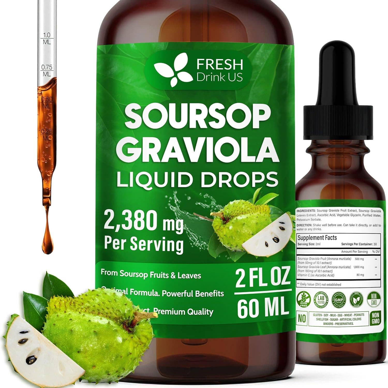 Naomi's Happy Place Shop - Wholesale Oral Supplement/Vitamin - Premium Soursop Graviola Extract Liquid0