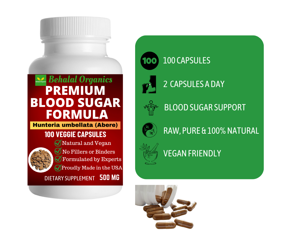 Behalal Organics – Engroshandel Kosttilskud og vitaminer – Blood Sugar Formula Capsule Premium Support med Abere8