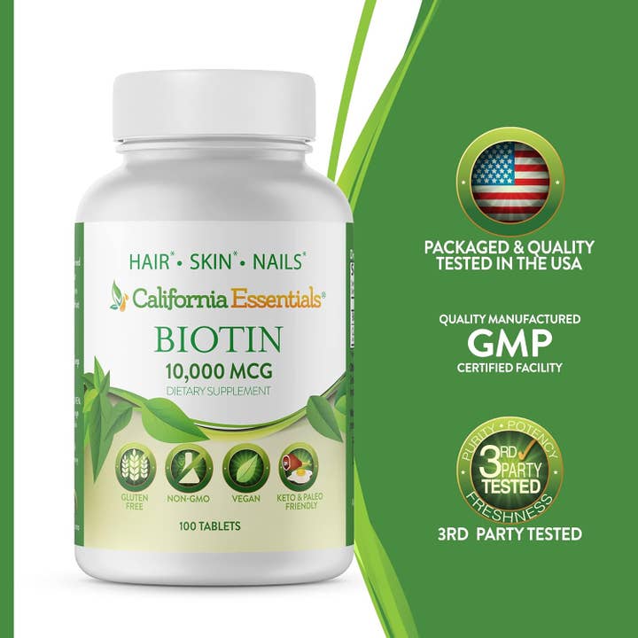 California Essentials - Wholesale Oral supplement/vitamin - Biotin 10000 mcg - Hair Skin Nails Vitamins Supplements4