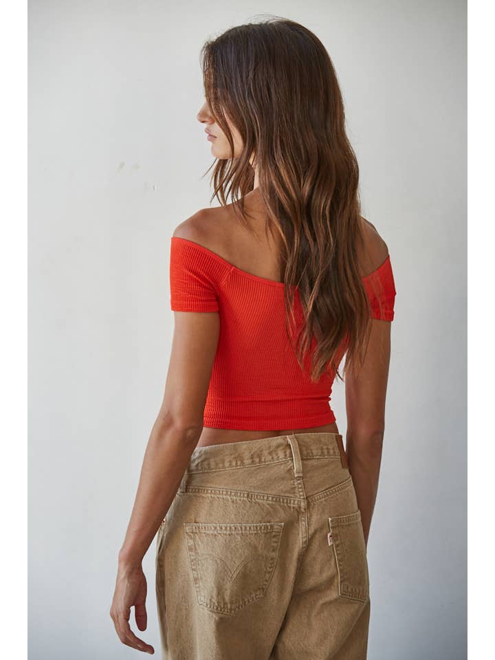 By Together - Wholesale Knit Top - Women's - S1054 | Knit Seamless Ribbed Off Shoulder Crop Top19