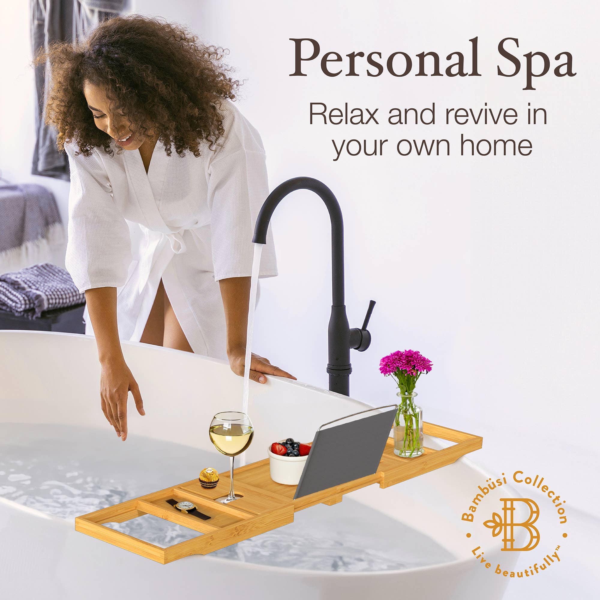 Bambusi - Wholesale Bath Caddy - Luxury Bamboo Bathtub Tray Caddy - Foldable & Adjustable7