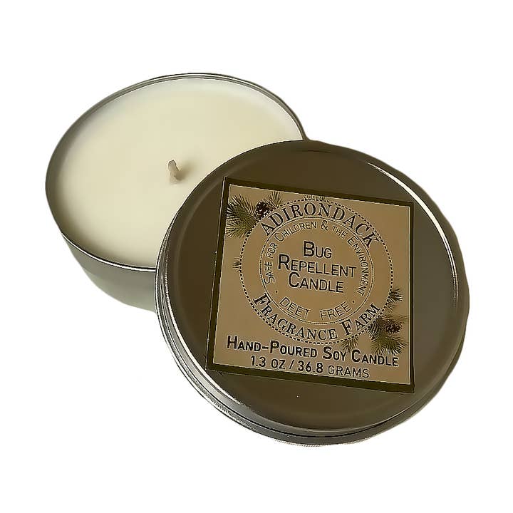 Bougie d'extérieur en étain à la citronnelle 1,3 oz | Insectifuge pour la vente par Adirondack Fragrance Flavor Farm