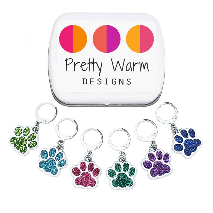 Sparkle Paws Locking Stitch Markers - Set of 6 for wholesale by Pretty Warm Designs
