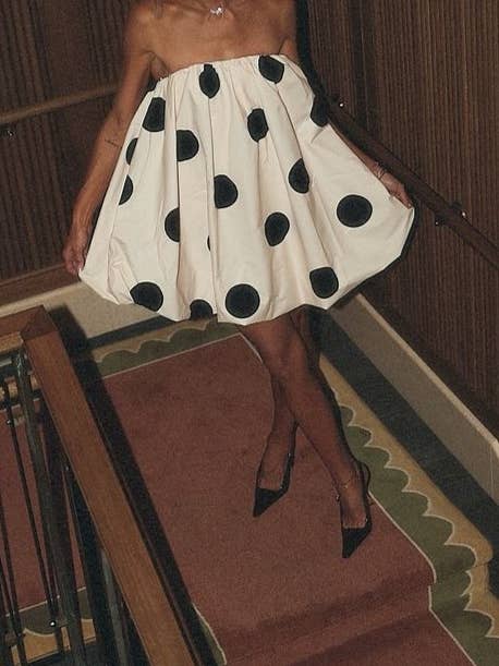 white Polka Dots Bandeau strapless tube Bubbles mini dress for wholesale on Faire