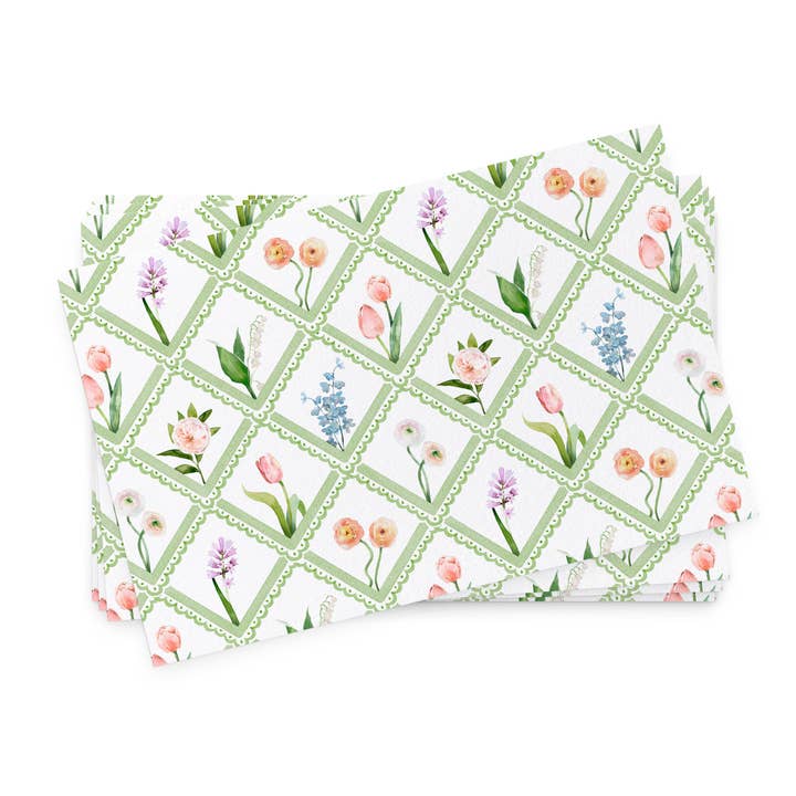 Ellen Davis Creative - Wholesale Disposable Placemat - Spring Trellis Paper Placemats | Set of 242
