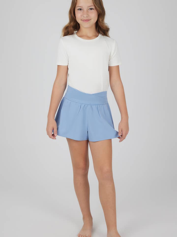 Flickors crossover-hybridshorts med innerbyxa för wholesale av 90 Degree by Reflex & Yogalicious