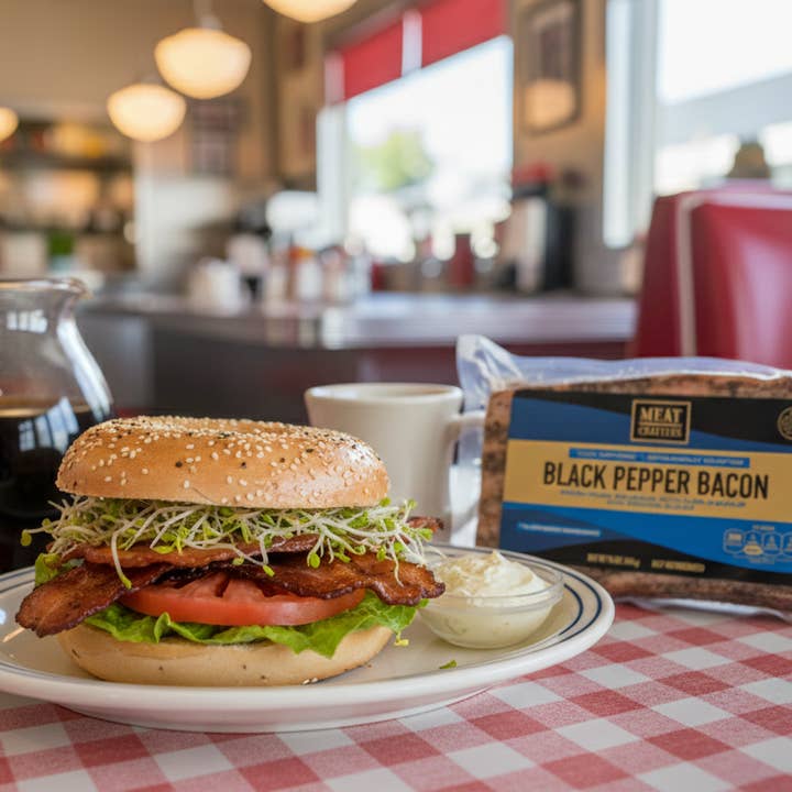 Thick-Cut Black Pepper Bacon: Spicy, Maple-Cured Flavor for wholesale by MeatCrafters Inc.